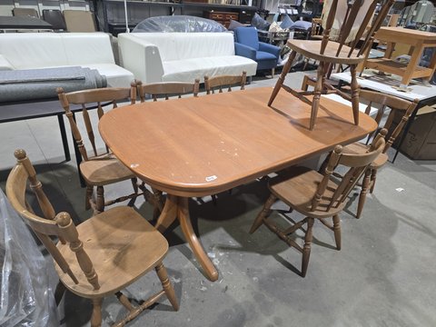 Extension kitchen table, 7 wood chairs 