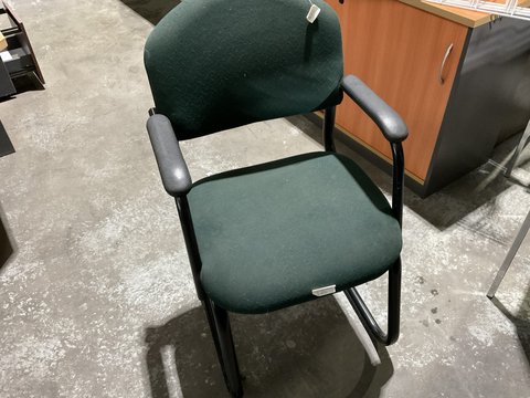 Green Material Visitors Chair with Arms