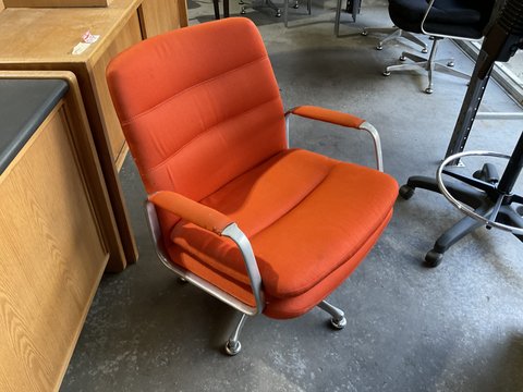 Wide Material Visitors Chair with Arms - "Orange" "Orange"