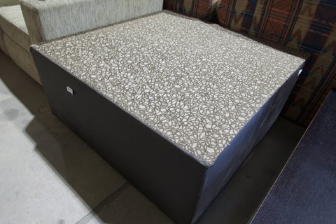 Ottoman - Large - "Black with Patterned Top" "Black with Patterned Top"
