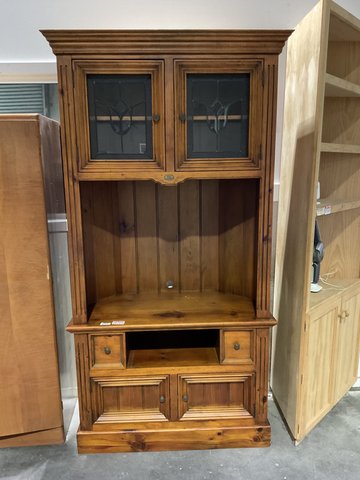 Display Cupboard with Leadlight Glass Doors