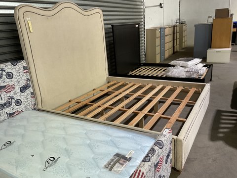 Thumbnail for Bed Frame - High Cream Headboard King Bed - 2