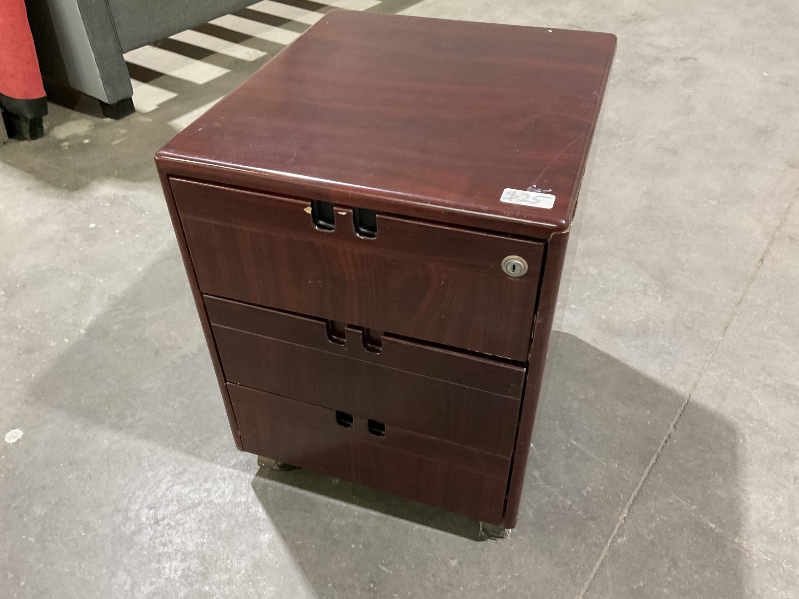 Mobile Pedestal - Mahogany Colour 3 Drawer