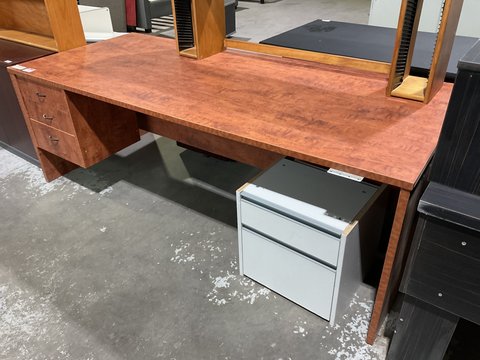 Thumbnail for Straight Desk - Large Cherrywood with Drawers - 2