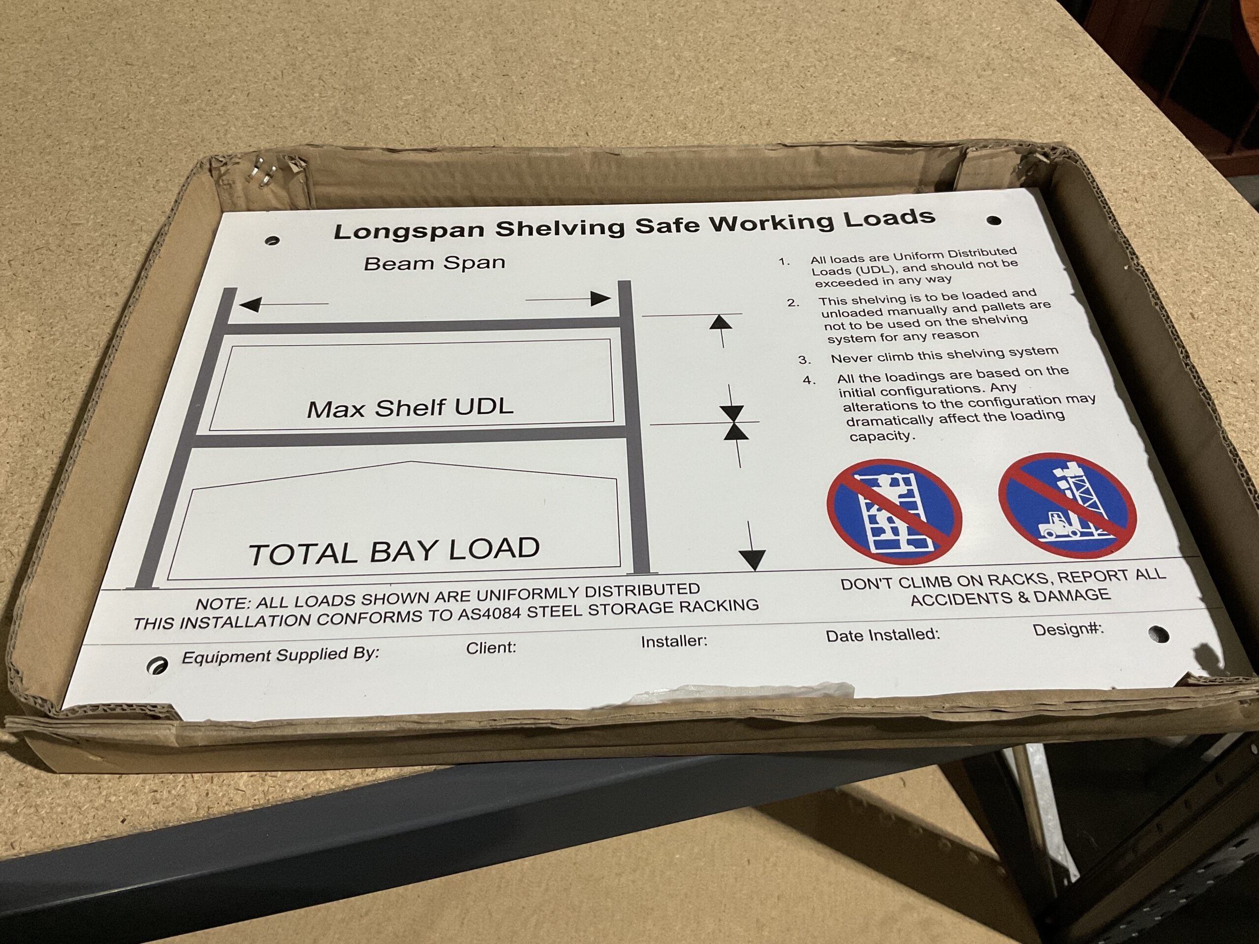 Longspan - Loading Sign