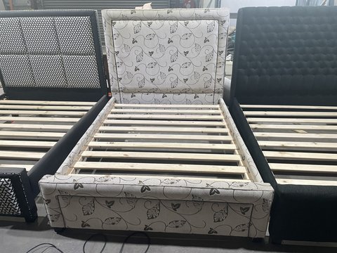 Bed Frame - Patterned Fabric Queen Bed