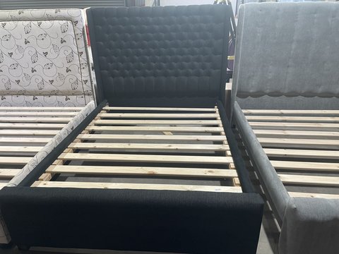 Bed Frame - Black Fabric Queen Bed
