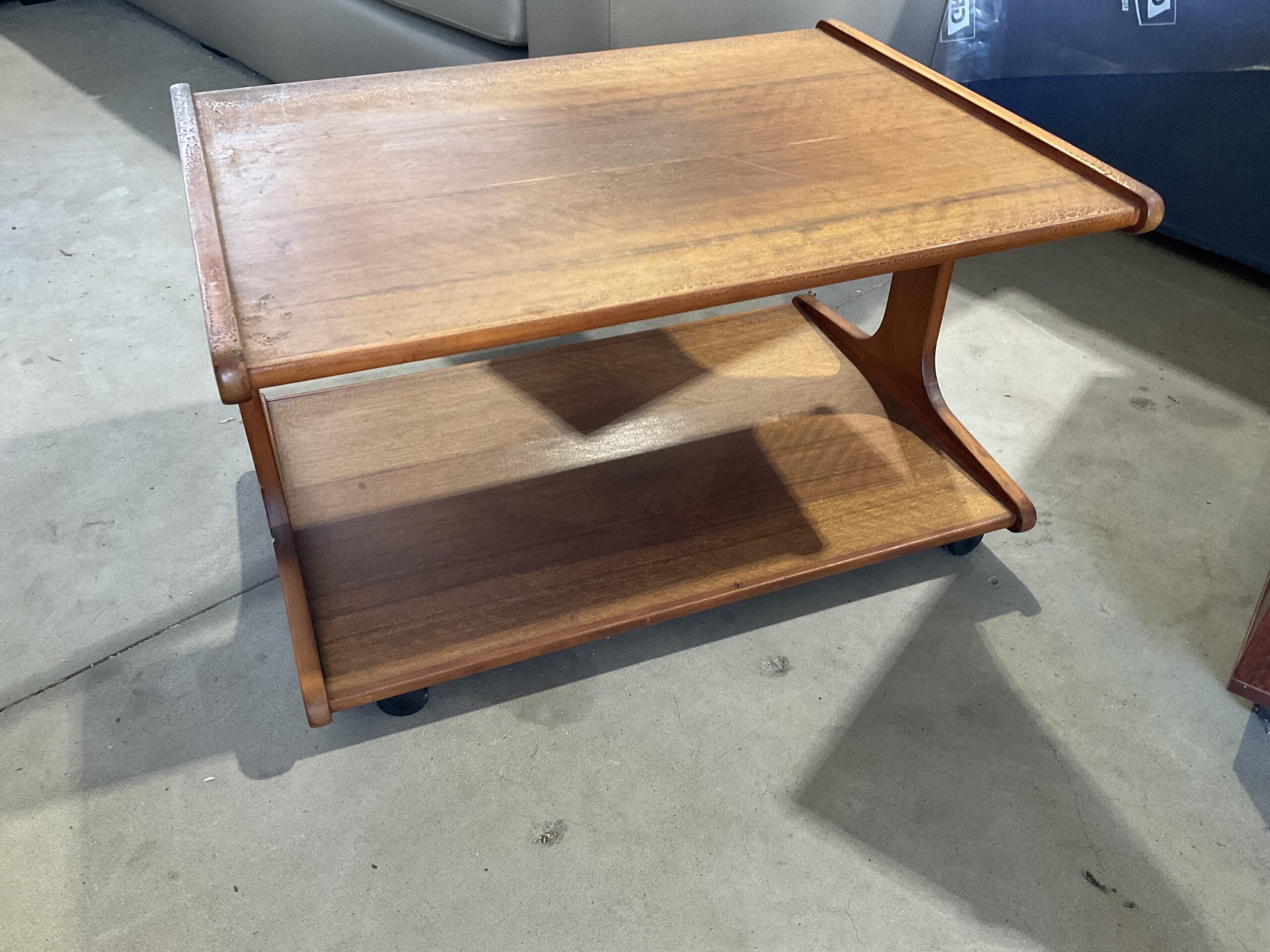 Coffee Table - Short Wooden on Casters