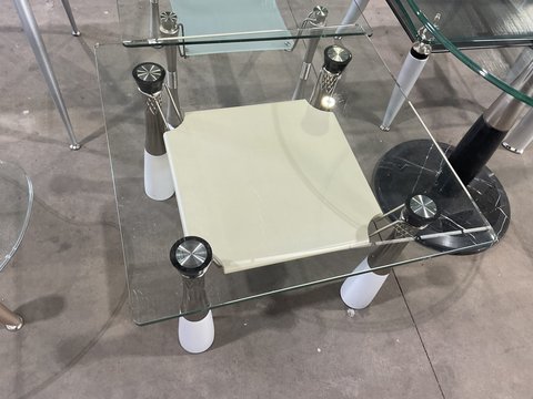 Thumbnail for Square Glass Coffee Table - with Silver Legs - 2