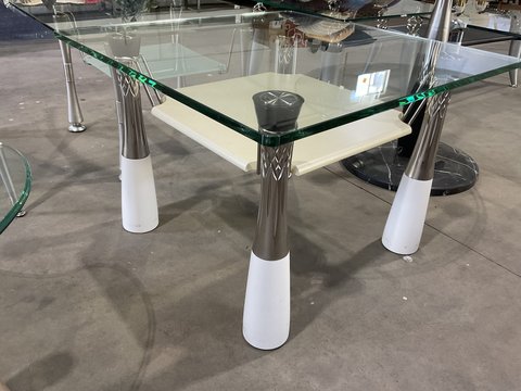 Thumbnail for Square Glass Coffee Table - with Silver Legs - 4