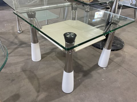 Square Glass Coffee Table - with Silver Legs
