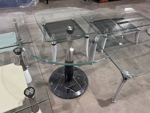 Thumbnail for Round Glass Cafe Table - with Black Marble Base - 2