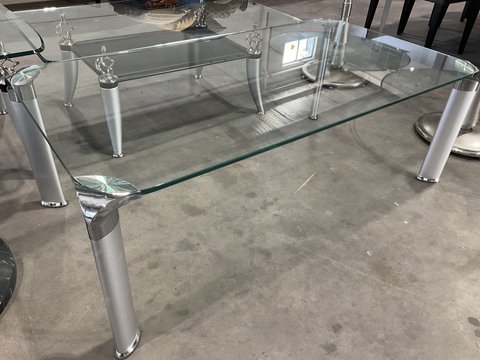 Rectangle Glass Coffee Table - with Silver Oval Legs