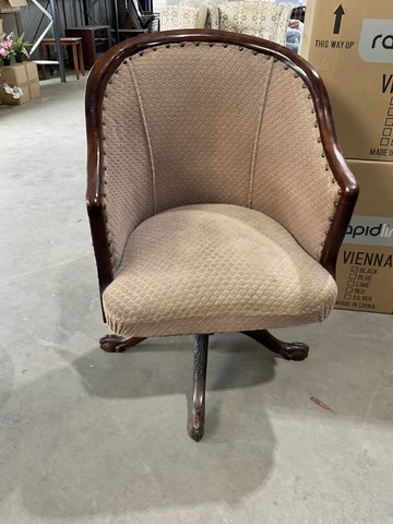 Captains Swivel Chair - Fabric & Wood