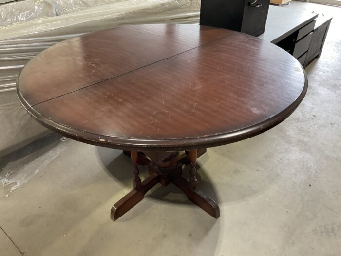 Round Wooden Extension Table - Ornate Leg - Image 2