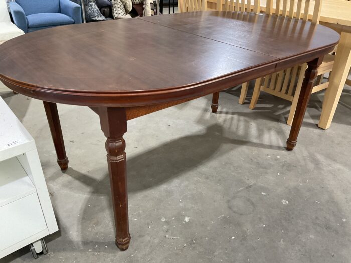 Oval Red Wood Extendable Table