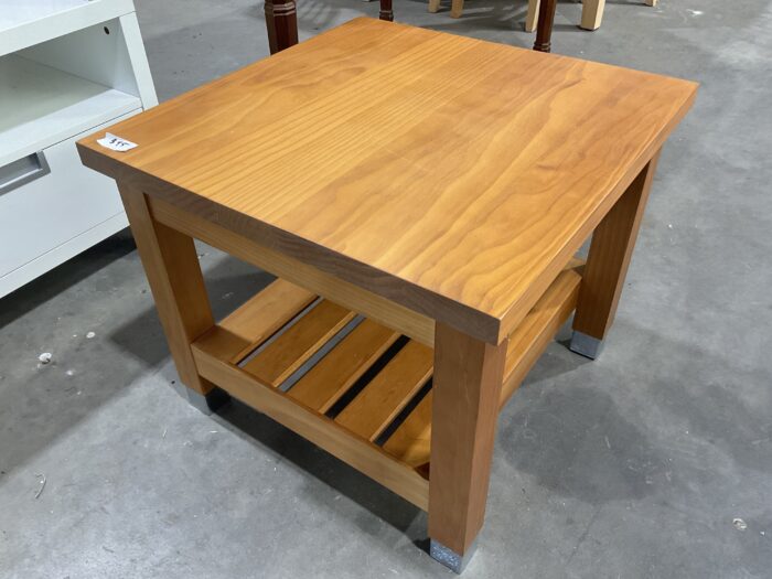 Coffee Table - Square Wood with Shelf