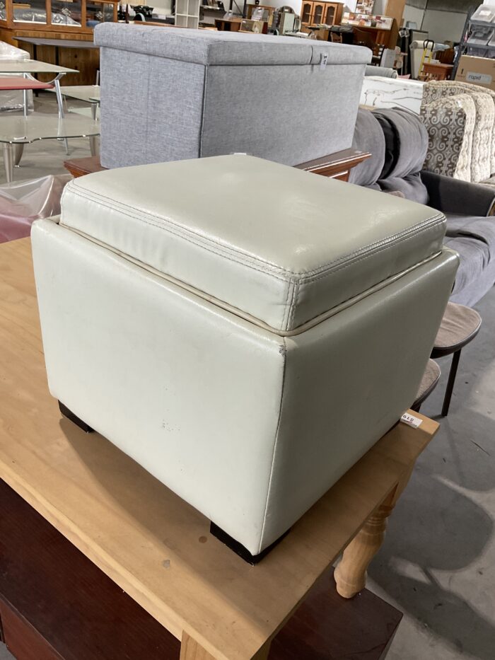 White Vinyl Ottoman Box