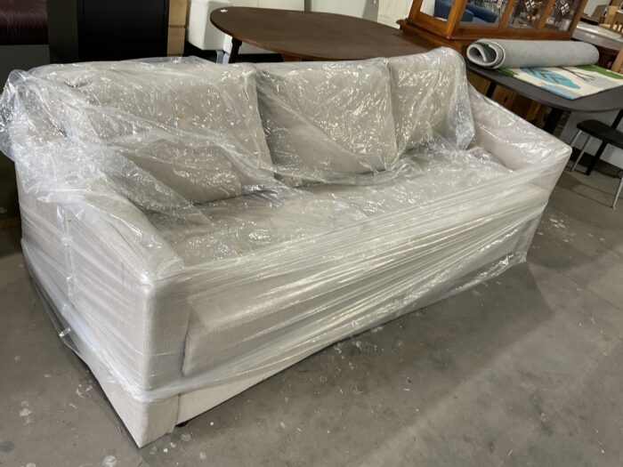 Cream Fabric 3 Seater Couch - Fold out Bed