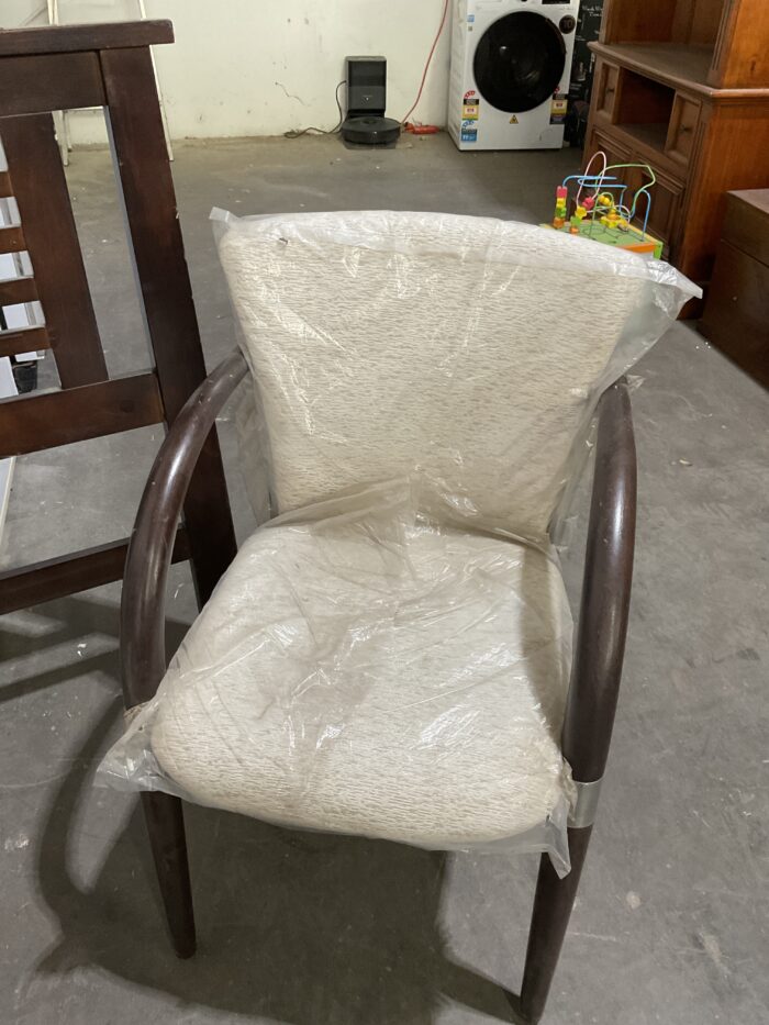 White Fabric Seat with Arms