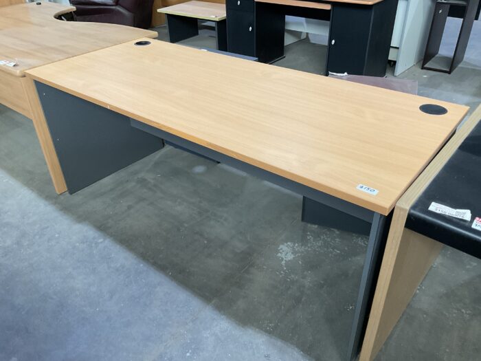 Straight Desk Beech and Ironstone - 750x1800mm